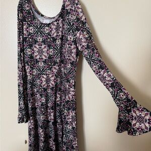 Girls Floral Patterned Long Sleeve Dress